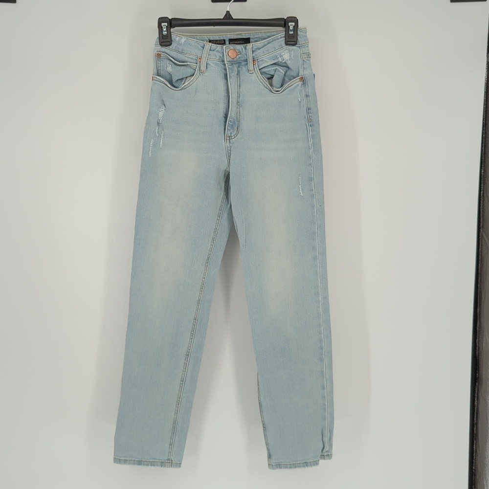 Seethrusoul Slim Straight Leg Jeans Blue 26 ultra high rise casual 90ths y2k